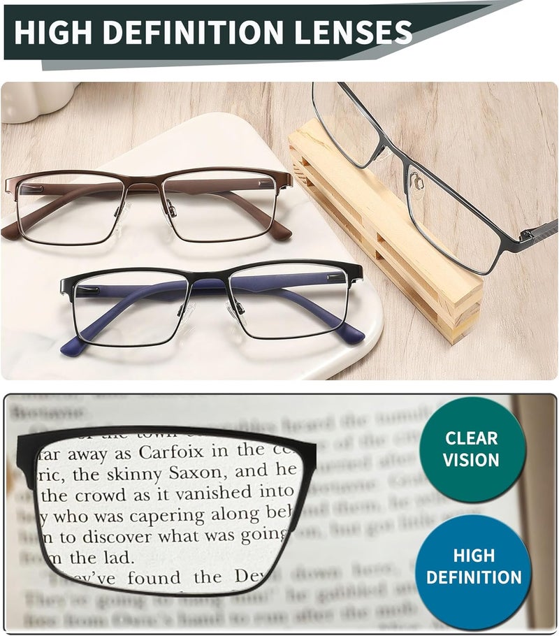 READITEASY 3 Pack Reading Glasses 2.5 Men Blue Light Blocking, Readers Men with Spring Hinge Reduce Eyestrain/UV/Dryness, Mens Reading Glasses 2.5+ - Image 3